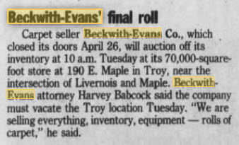 Beckwith-Evans - The End Of The Line 1996